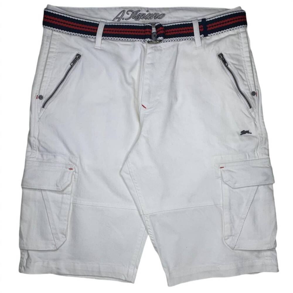 NEW A.TIZIANO men's carlos denim short in white